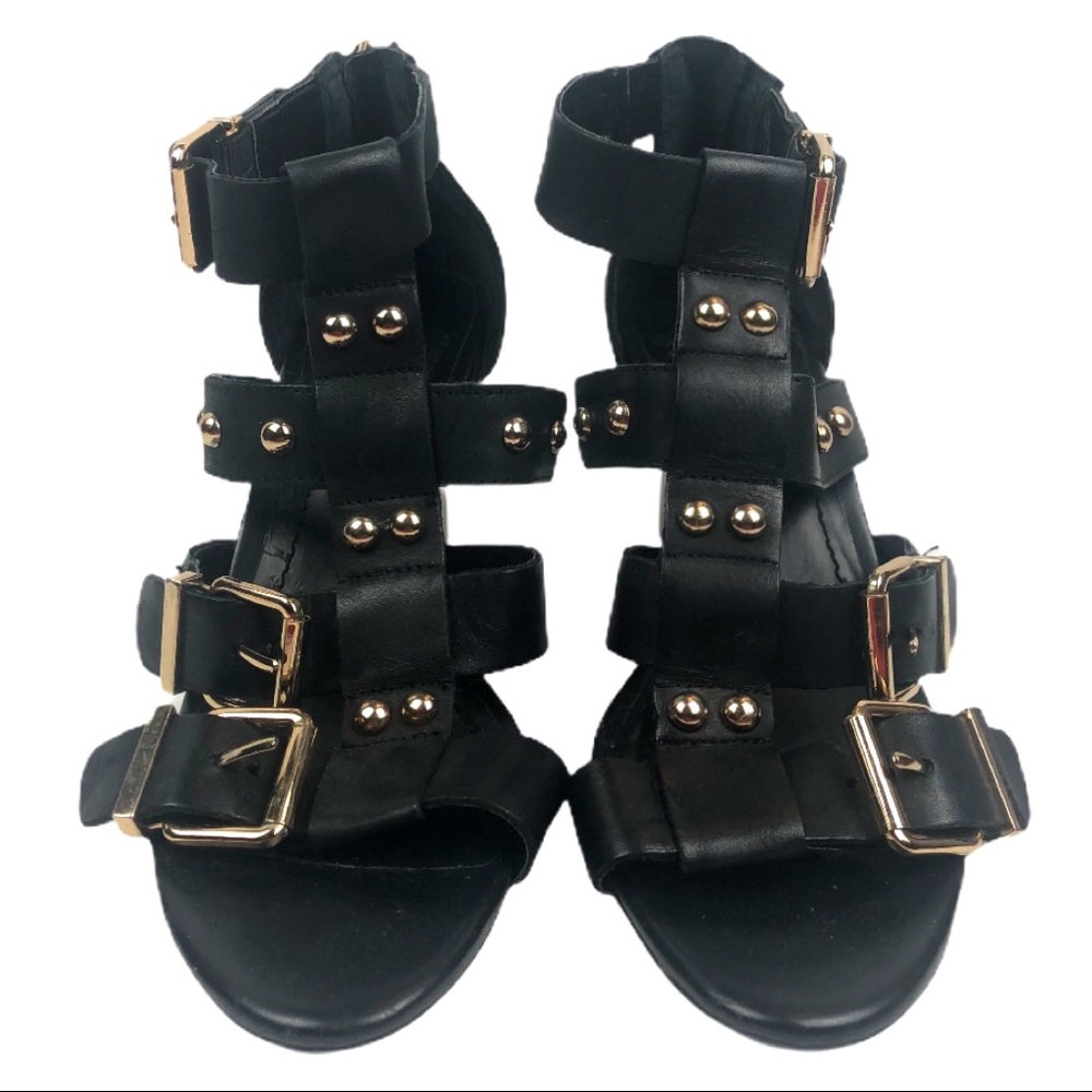 Bcbgeneration Black Gold Hardware Strappy Heels - image 2